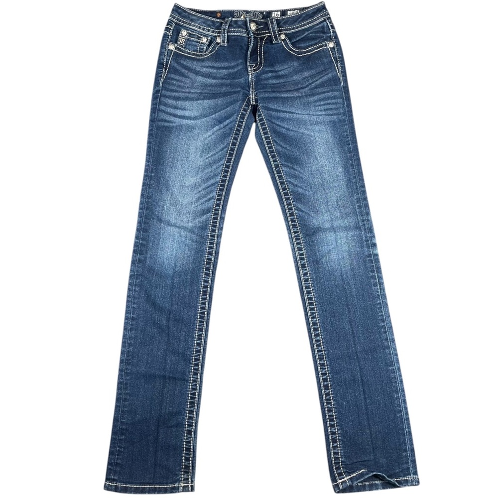 Miss Me JK55725 Girl’s Embellishment Rhinestone Skinny Blue Jeans Sz 16 (26x31